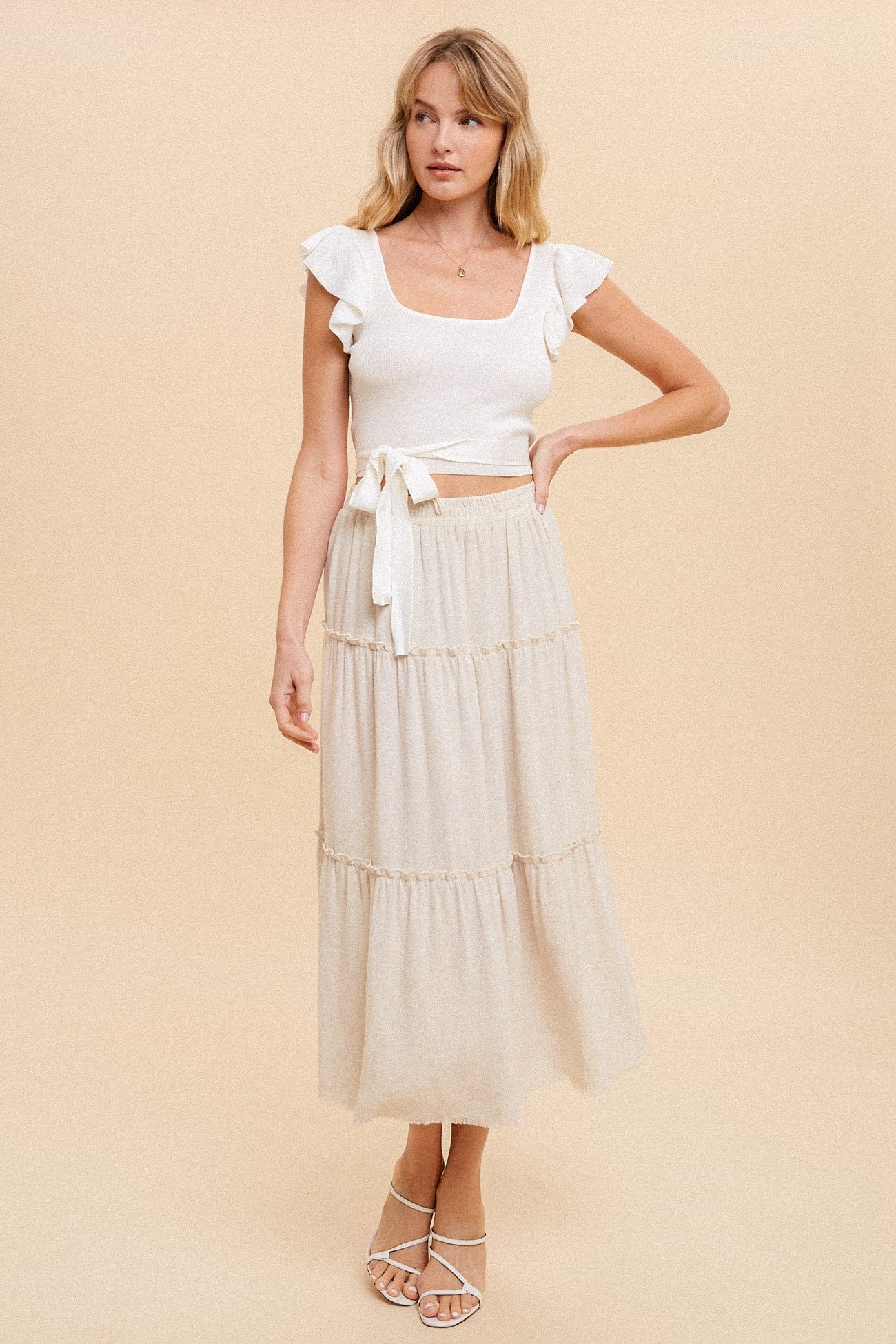 Sunkissed Sands Linen Midi Skirt