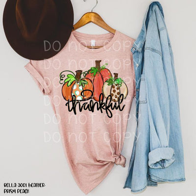🌟 SALE 🌟 "Thankful Pumpkin Trio" T-shirt (shown on "Hthr Peach")