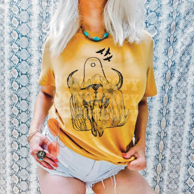 "Skull Ear Tag” T-shirt (shown on "Mustard")