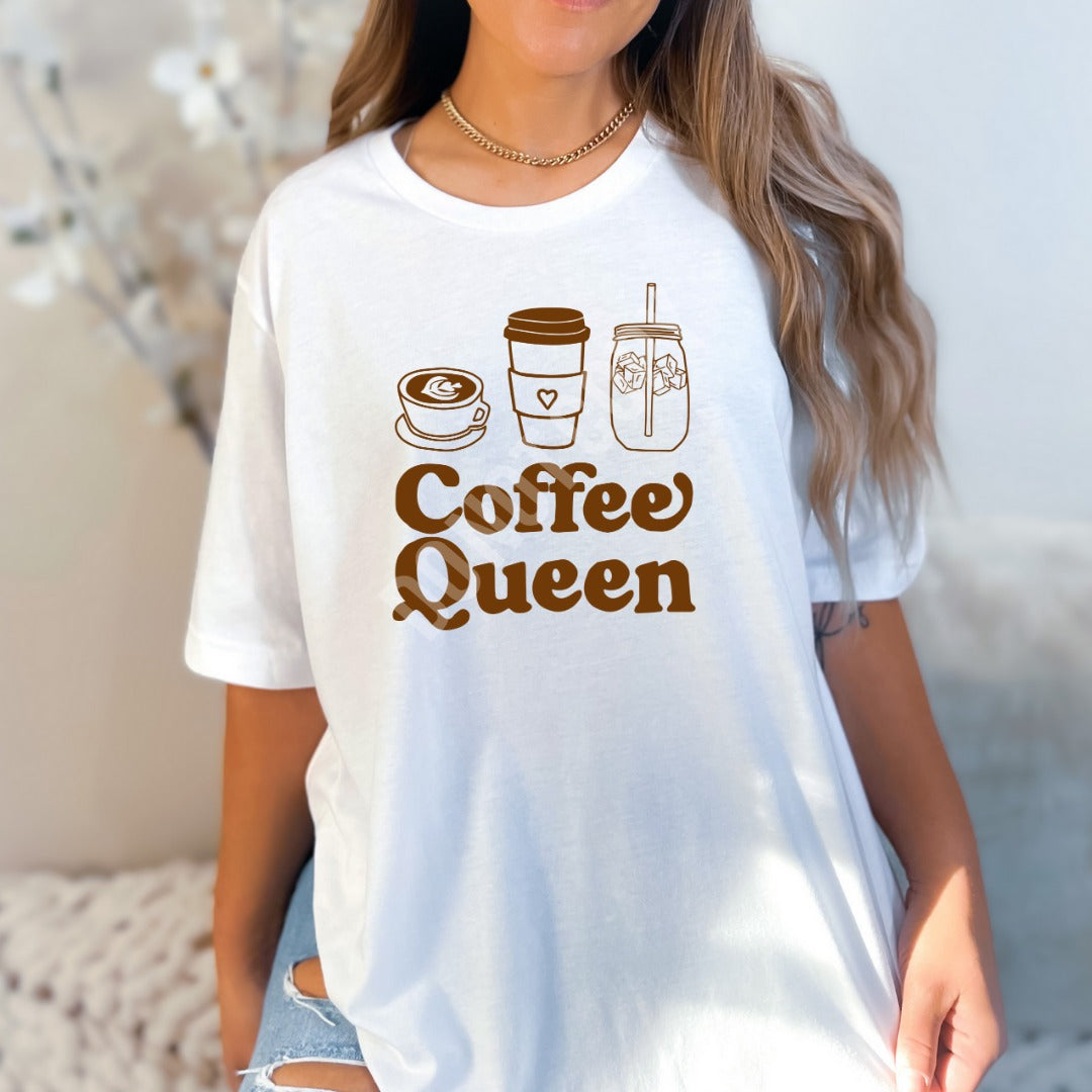 "Coffee Queen" T-shirt (shown on "White")