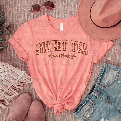 "Iced Coffee / Sweet Tea Please & Thank You" *Puff Ink* T-shirt