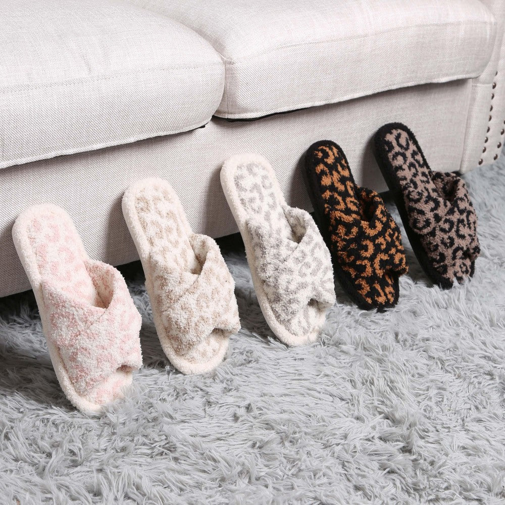 Comfy Luxe Animal Print Criss-Cross Slippers - Click for Color Options!