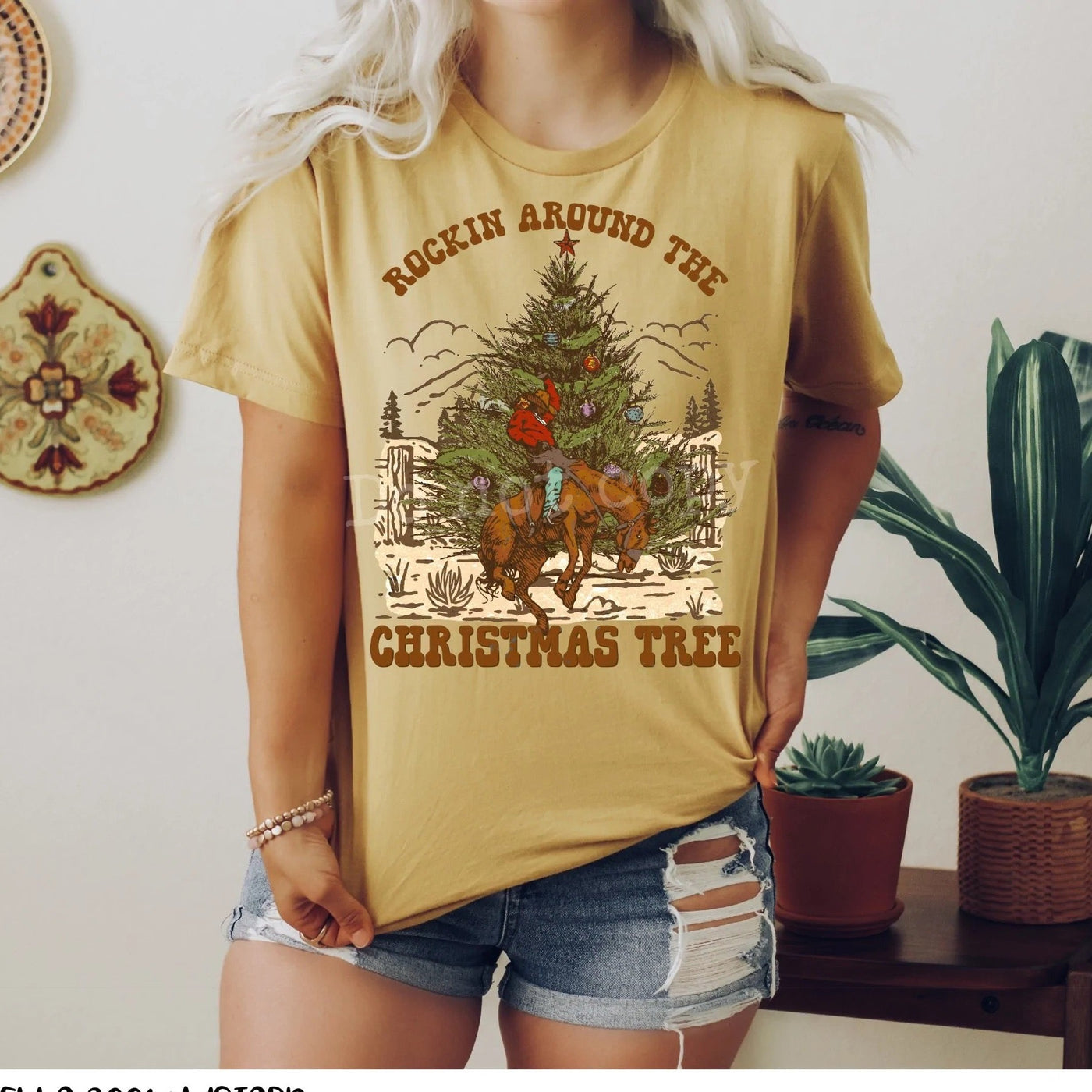 "Rockin Around the Christmas Tree" T-shirt (shown on "Mustard")