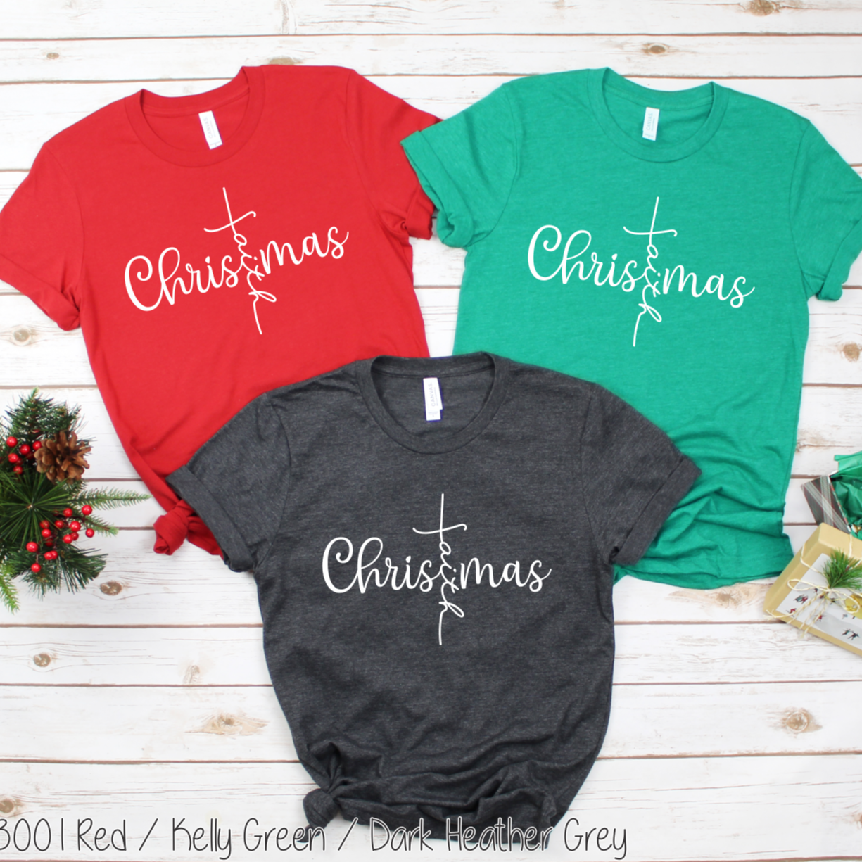 "Christmas Faith Cross" T-shirt [Choose from Short or Long Sleeve]