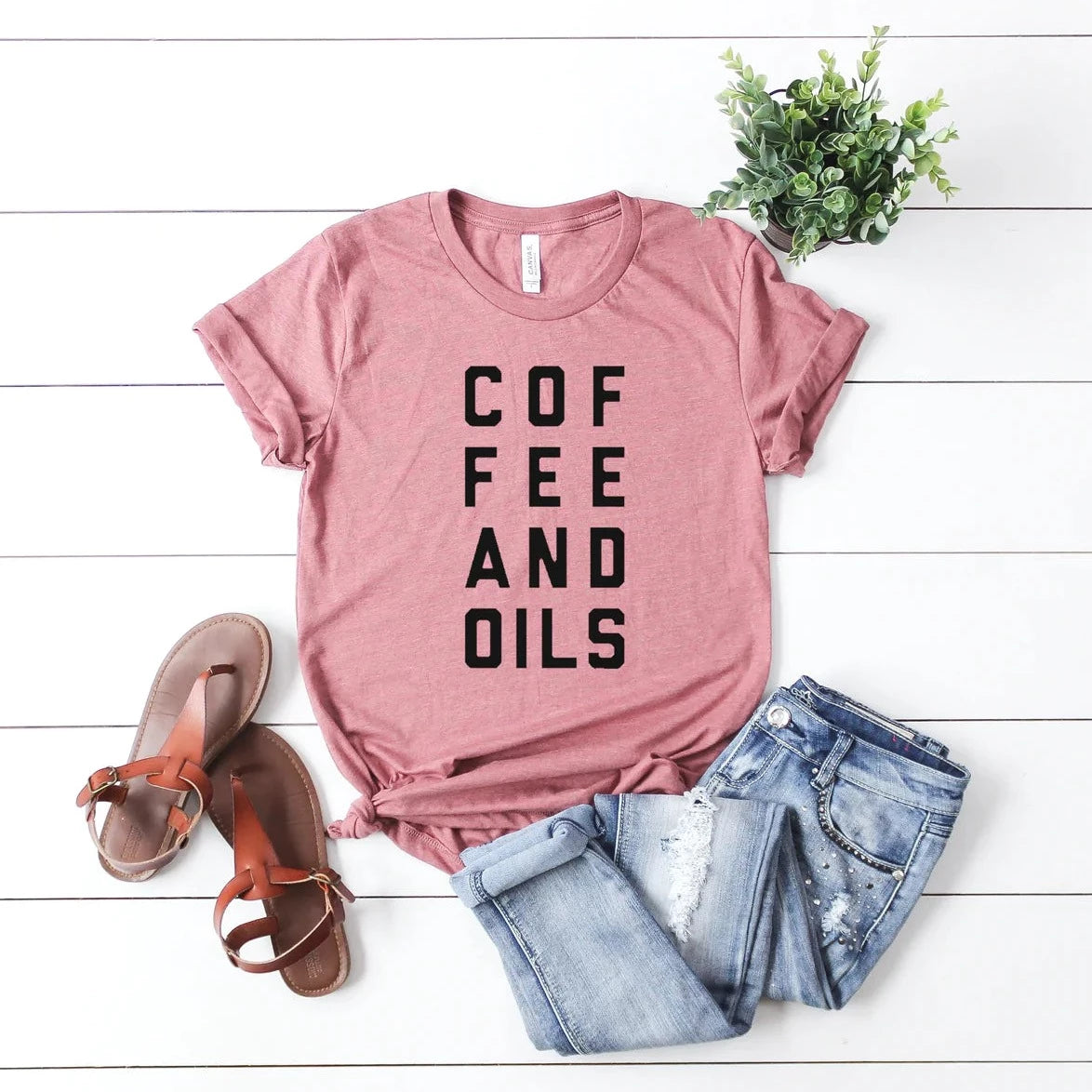 🌟 SALE 🌟 "Coffee and Oils" T-shirt (shown on "Mauve")