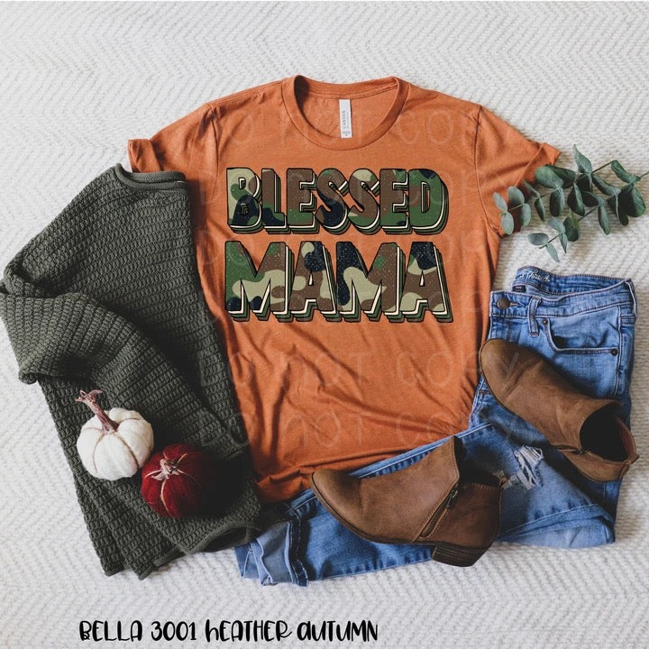"Camo Blessed Mama" T-shirt