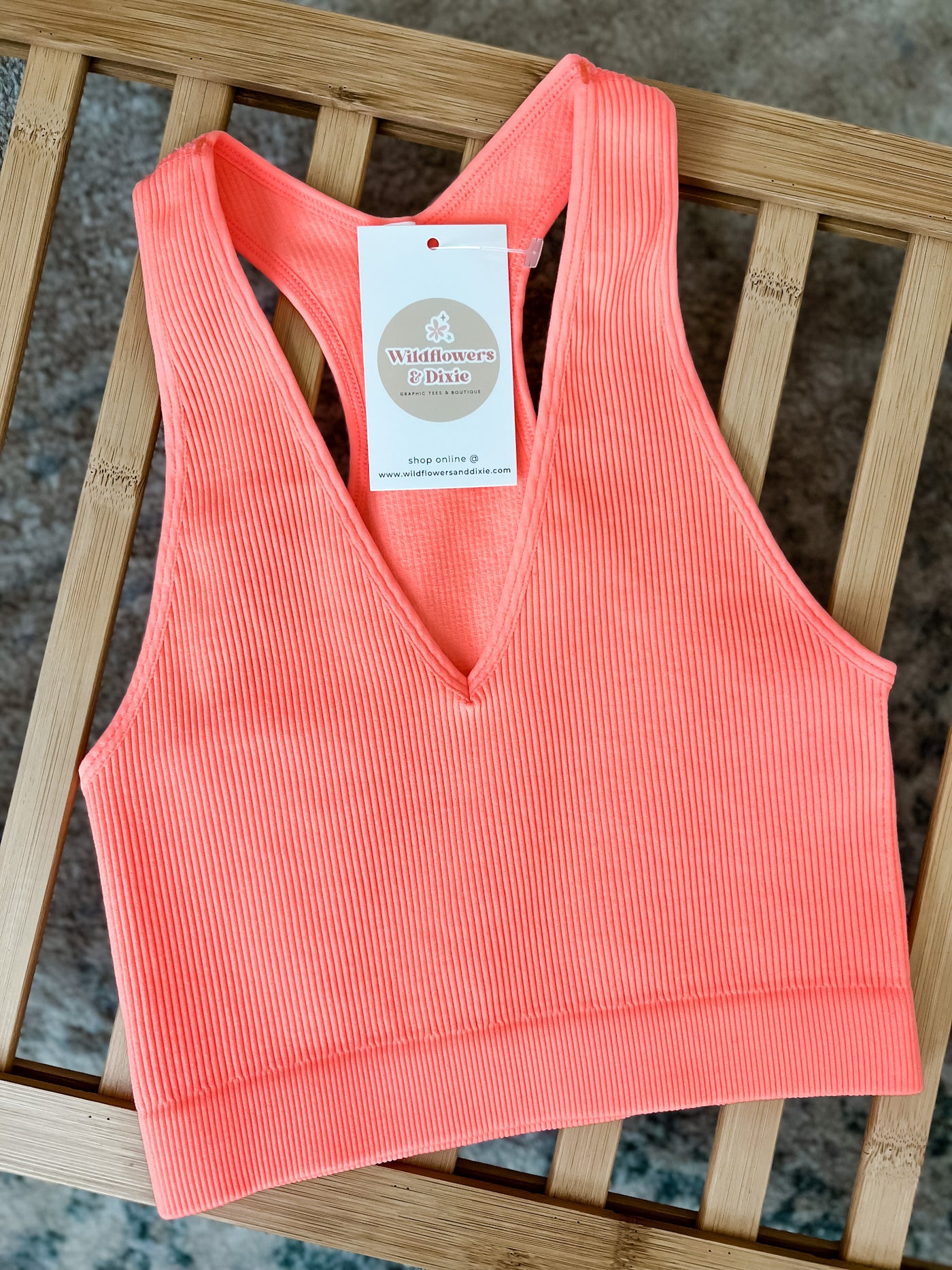 Everyday Fave Cropped Tank - Neon Coral