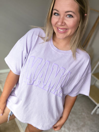 READY-TO-SHIP "MAMA" *Puff Ink* Boxy Tee - Lavender
