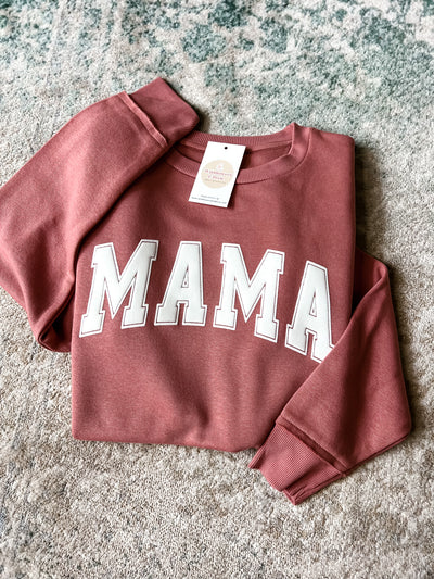 READY-TO-SHIP "MAMA" *Puff Ink* Tunic Sweatshirt - Mauve