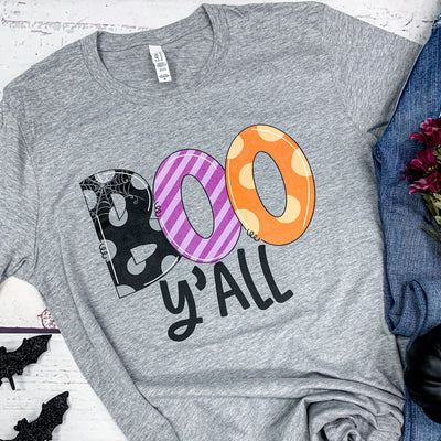 🌟 SALE 🌟 "Boo Y'all" T-shirt - ADULT SIZES (shown on "Hthr Athletic")