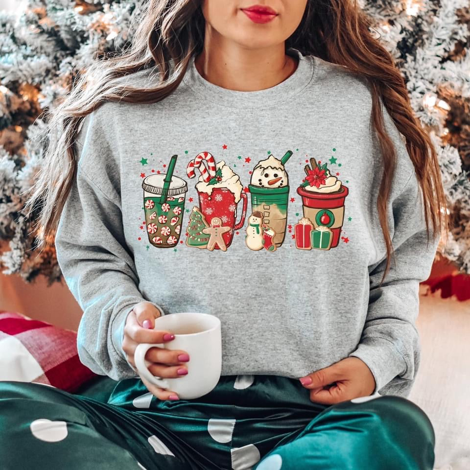 "Christmas Lattes" T-shirt or Sweatshirt (on "Hthr Athletic")