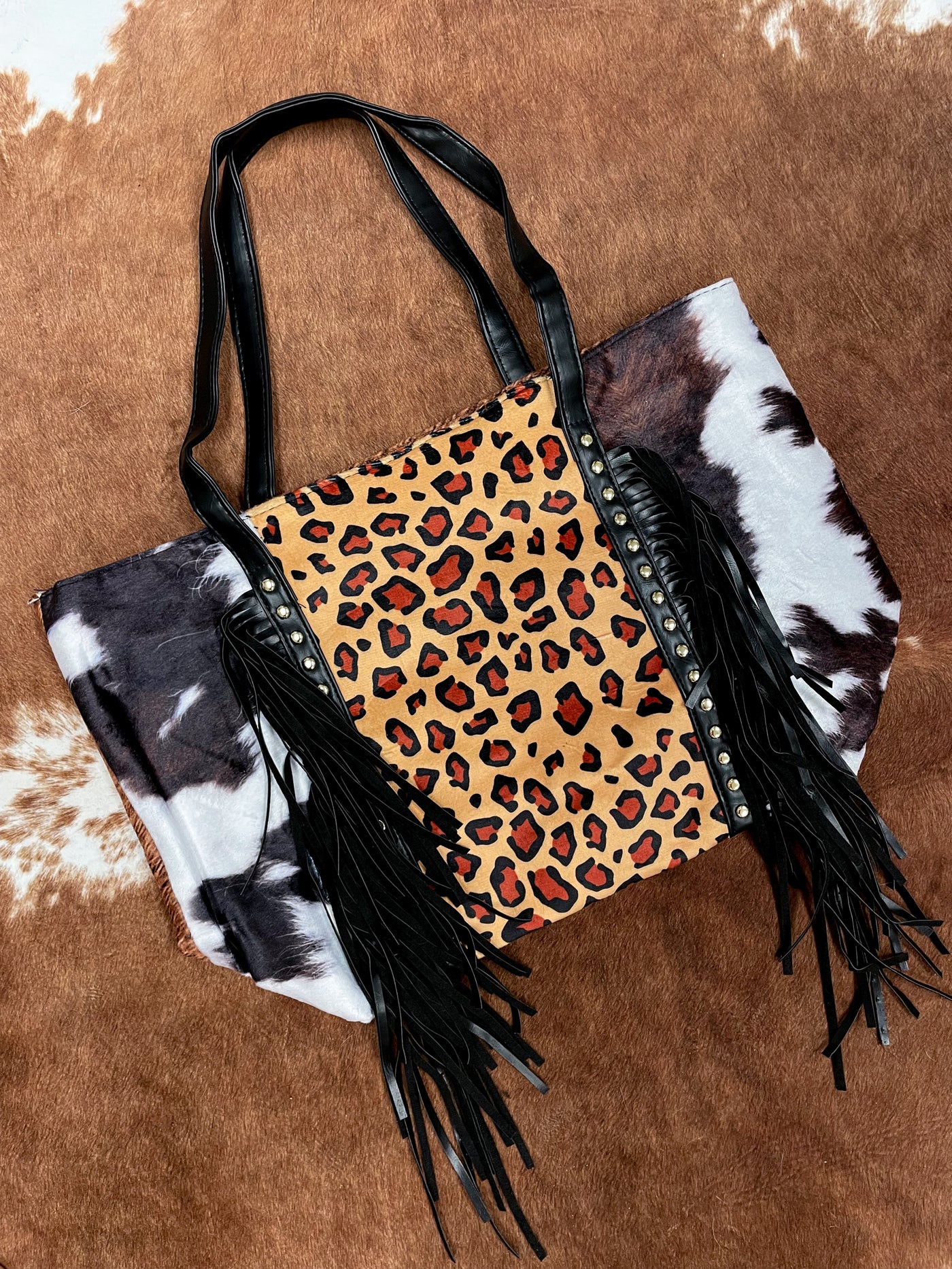 "Late to the Party" Fringe Handbag [Choose from Sunflower or Leopard Print]