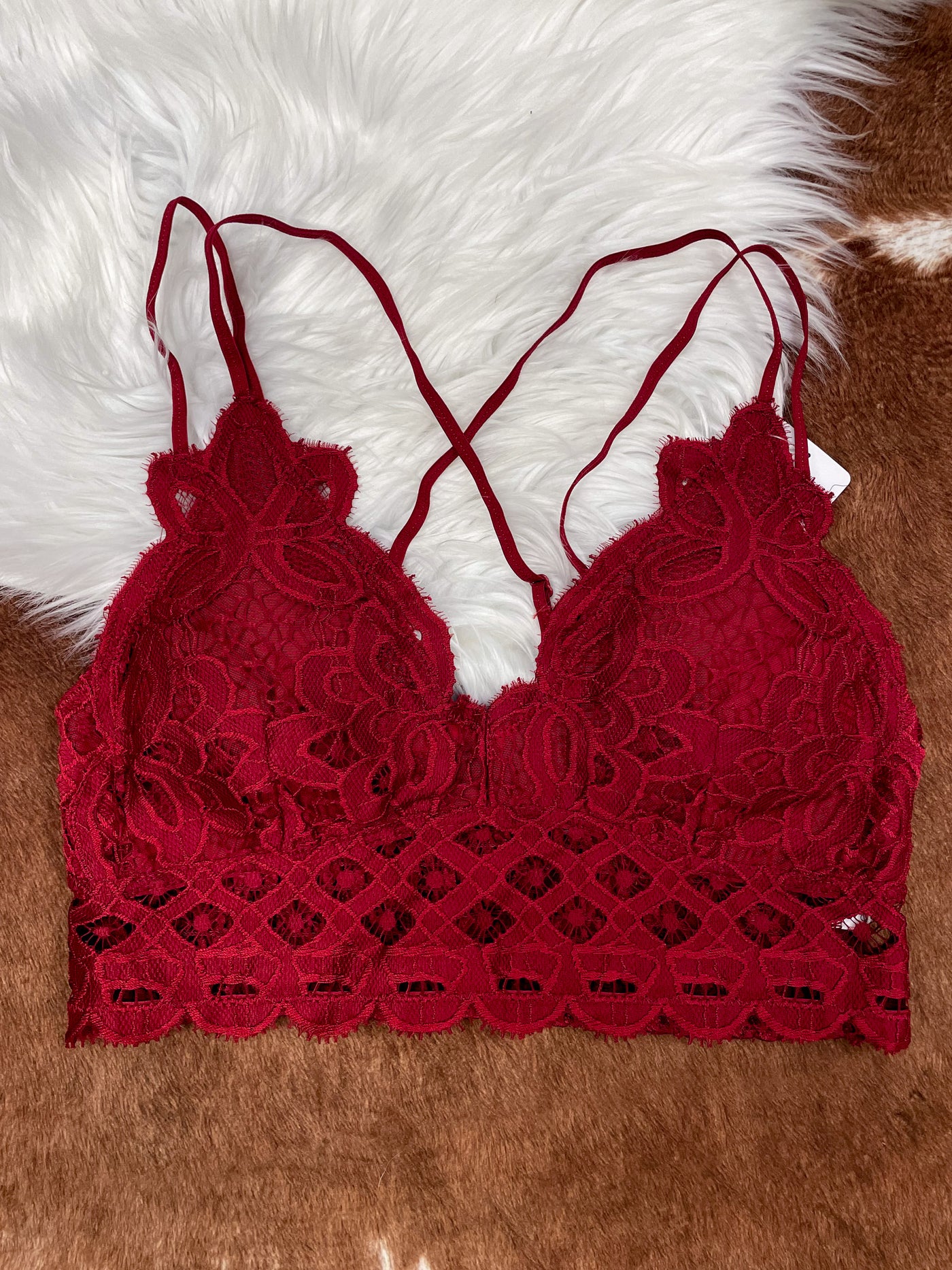 Lace Bralette - "Ruby Red"