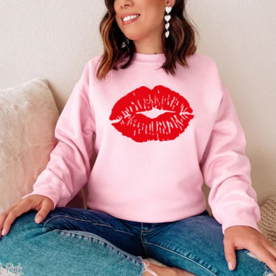 "Red Lips" Sweatshirt or T-shirt (shown on "Pink")