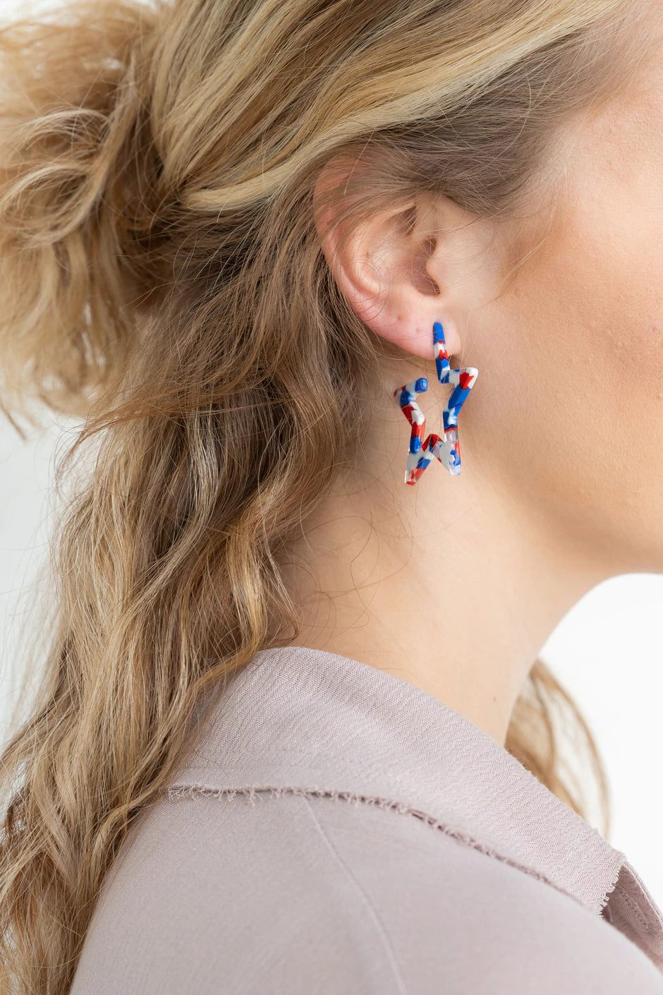 Red White & Blue Star Hoops