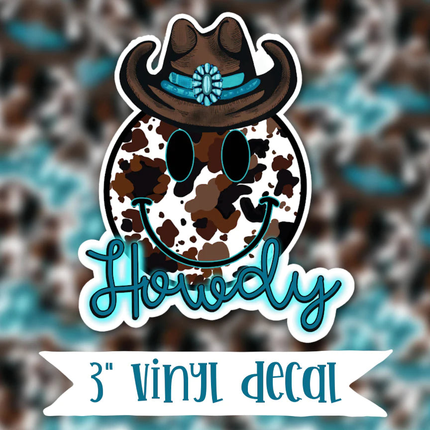 Howdy Smile Face Vinyl Sticker