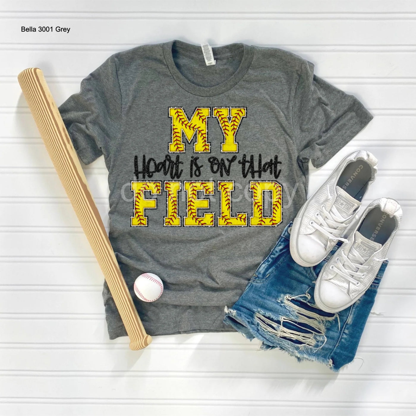 "My Heart is on that Field (Baseball or Softball)" T-shirt