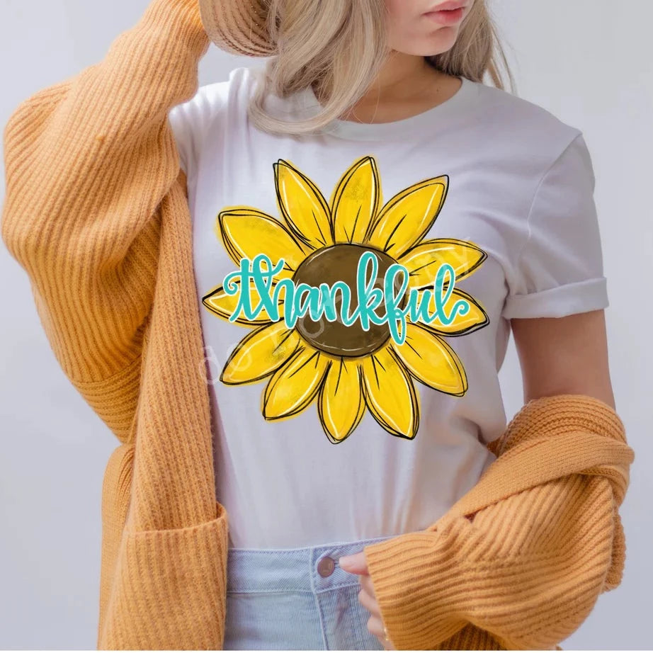 "Thankful Sunflower" T-shirt (shown on "White")