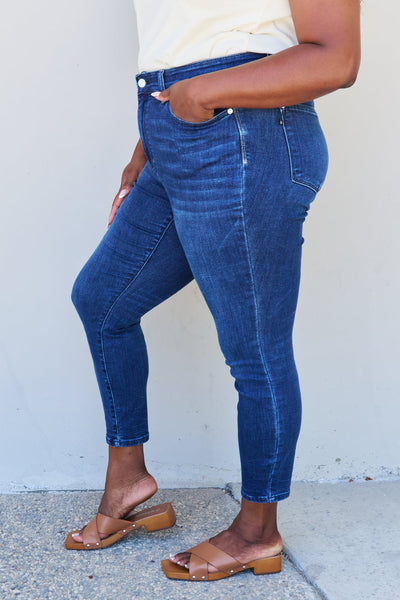 ⭐️ Judy Blue Marie Mid-Rise Crinkle Ankle Detail Skinny Jeans