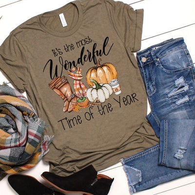 🌟 SALE 🌟 "Most Wonderful Time of the Year (Fall)" T-shirt (shown on "Hthr Brown")