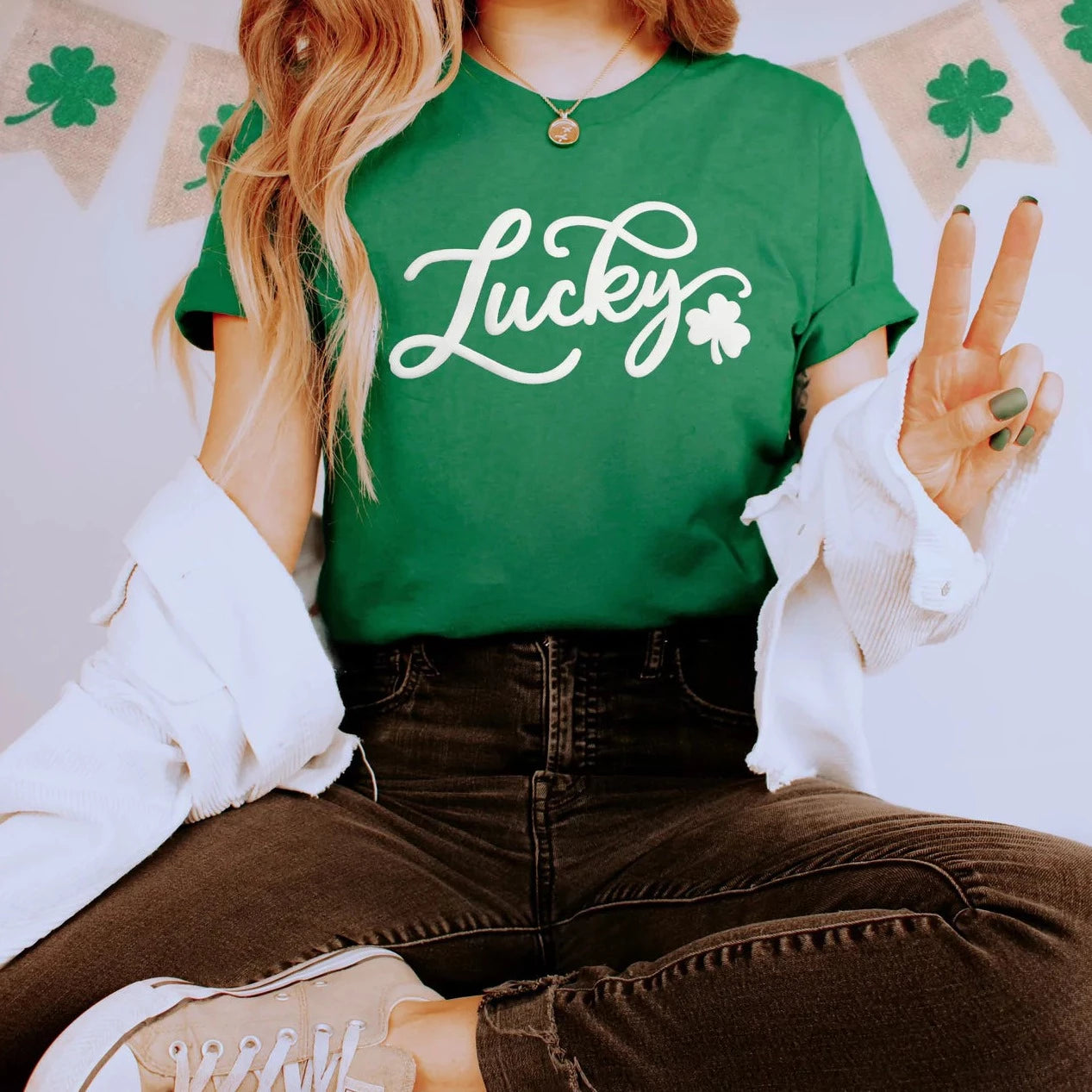 READY TO SHIP - Lucky ✨PUFF PRINT✨ St. Pactrick's Day T-shirt
