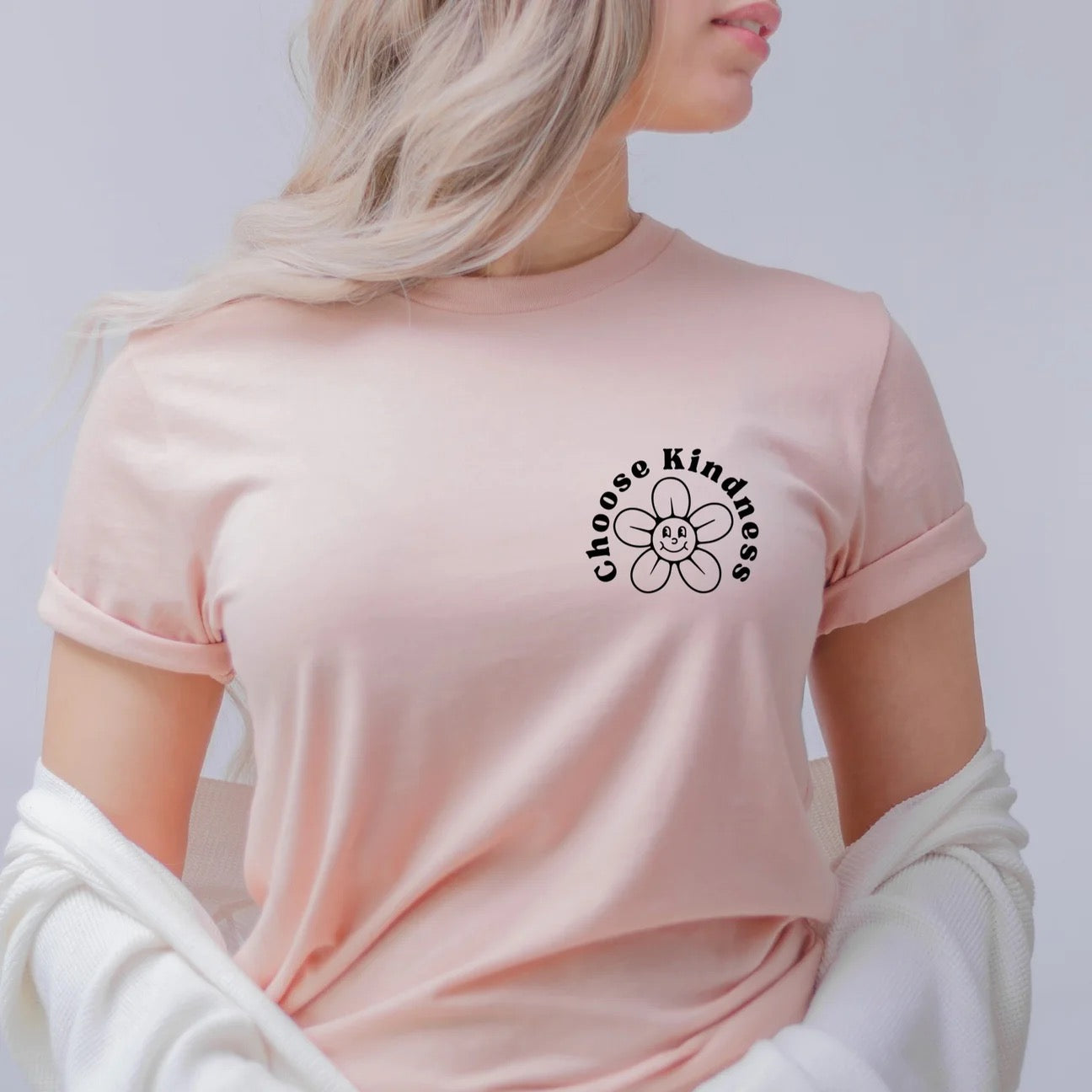 "Choose Kindness" Front + Back T-shirt (shown on "Hthr Peach")