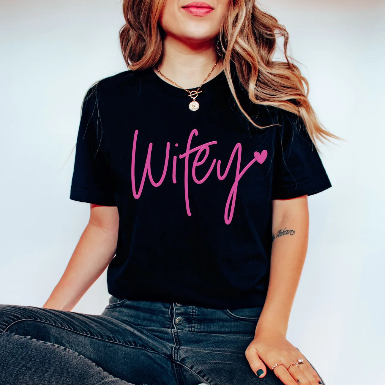 "Wifey" Sweatshirt or T-shirt - Hot Pink *Puff Ink*