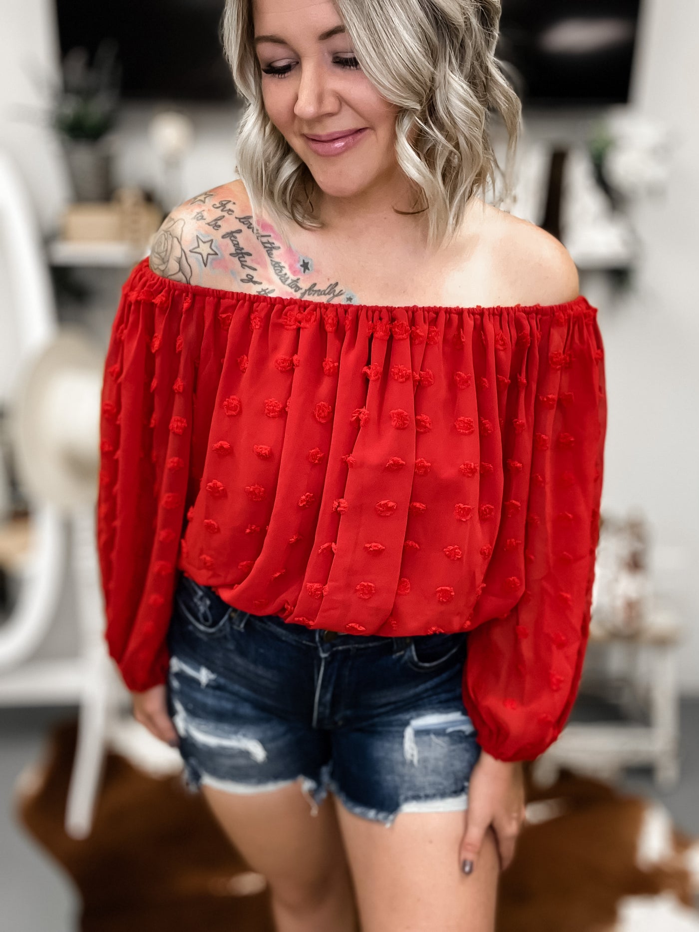 "Baby You're a Firework" Off the Shoulder Crop Top