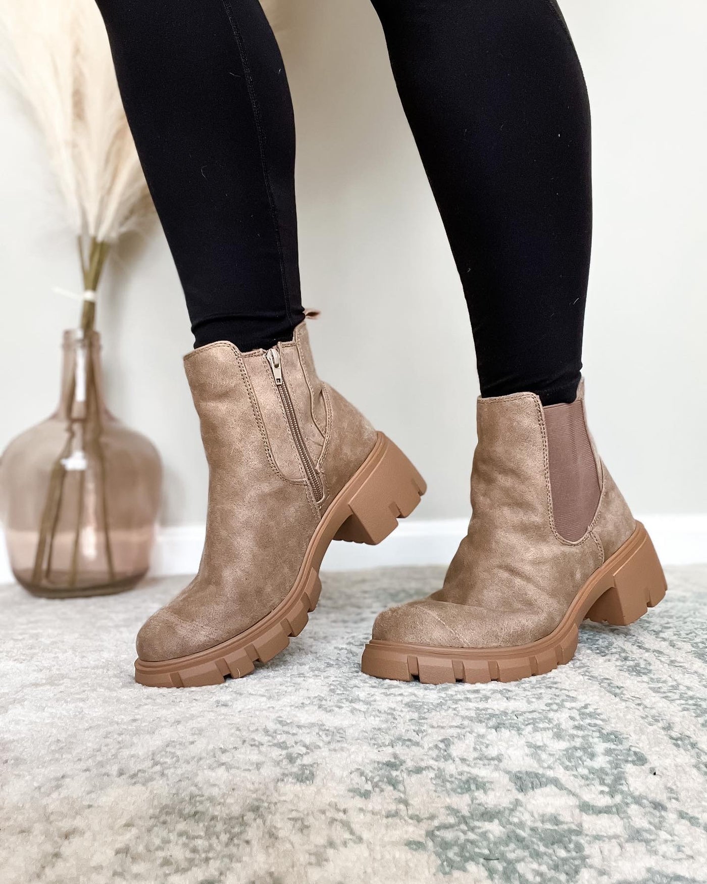 "Zoe" Chunky Boot by Very G, Taupe
