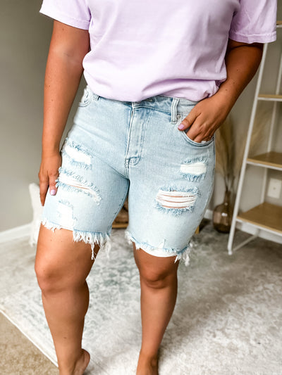 Carrie Distressed Denim Shorts