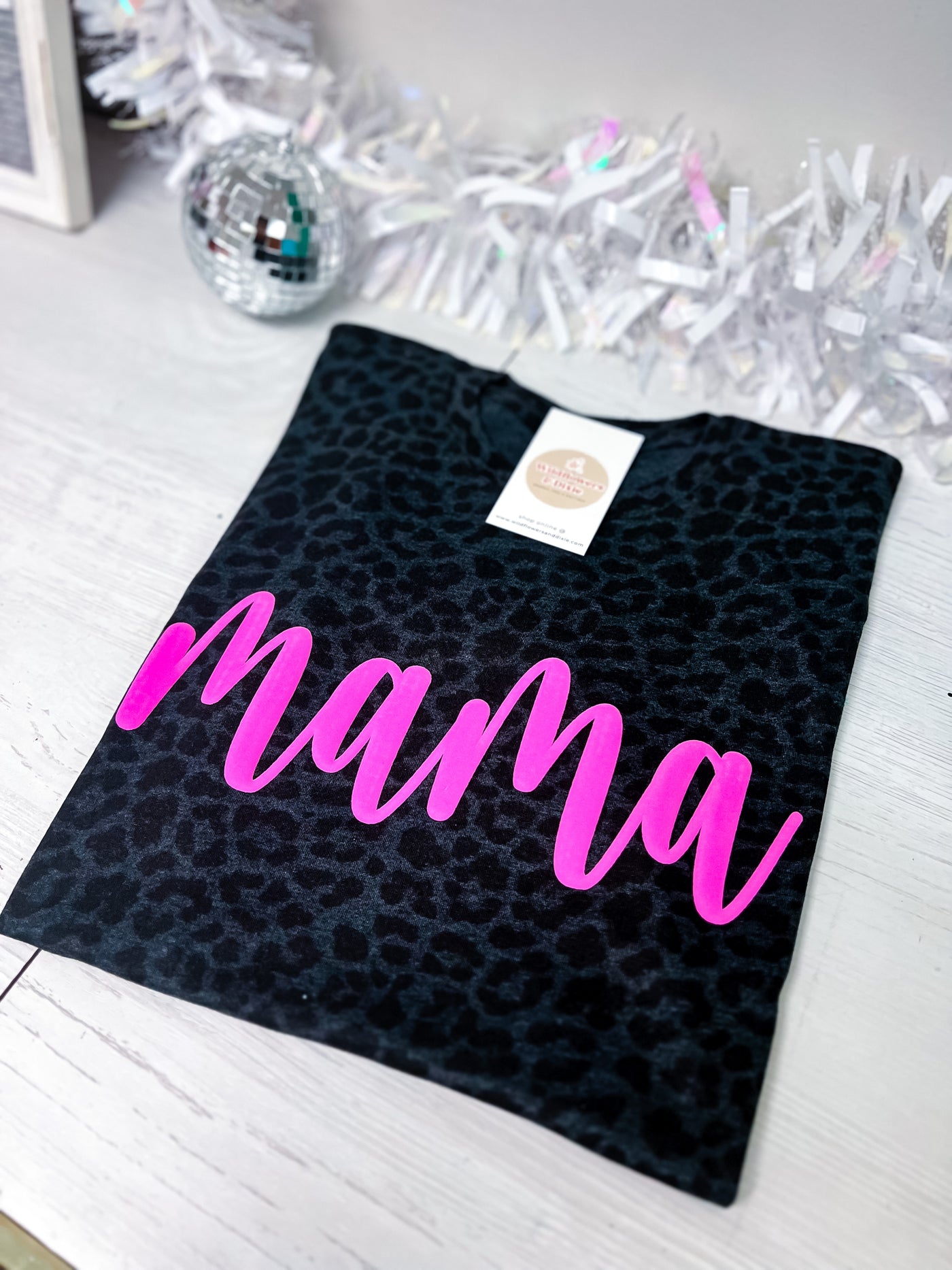 READY-TO-SHIP "MAMA" *Puff Ink* Leopard T-shirt