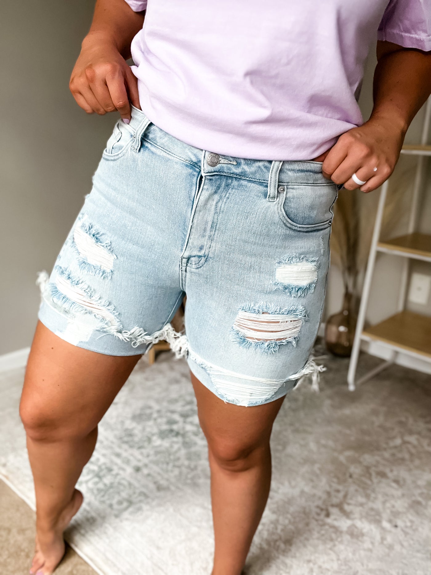Carrie Distressed Denim Shorts
