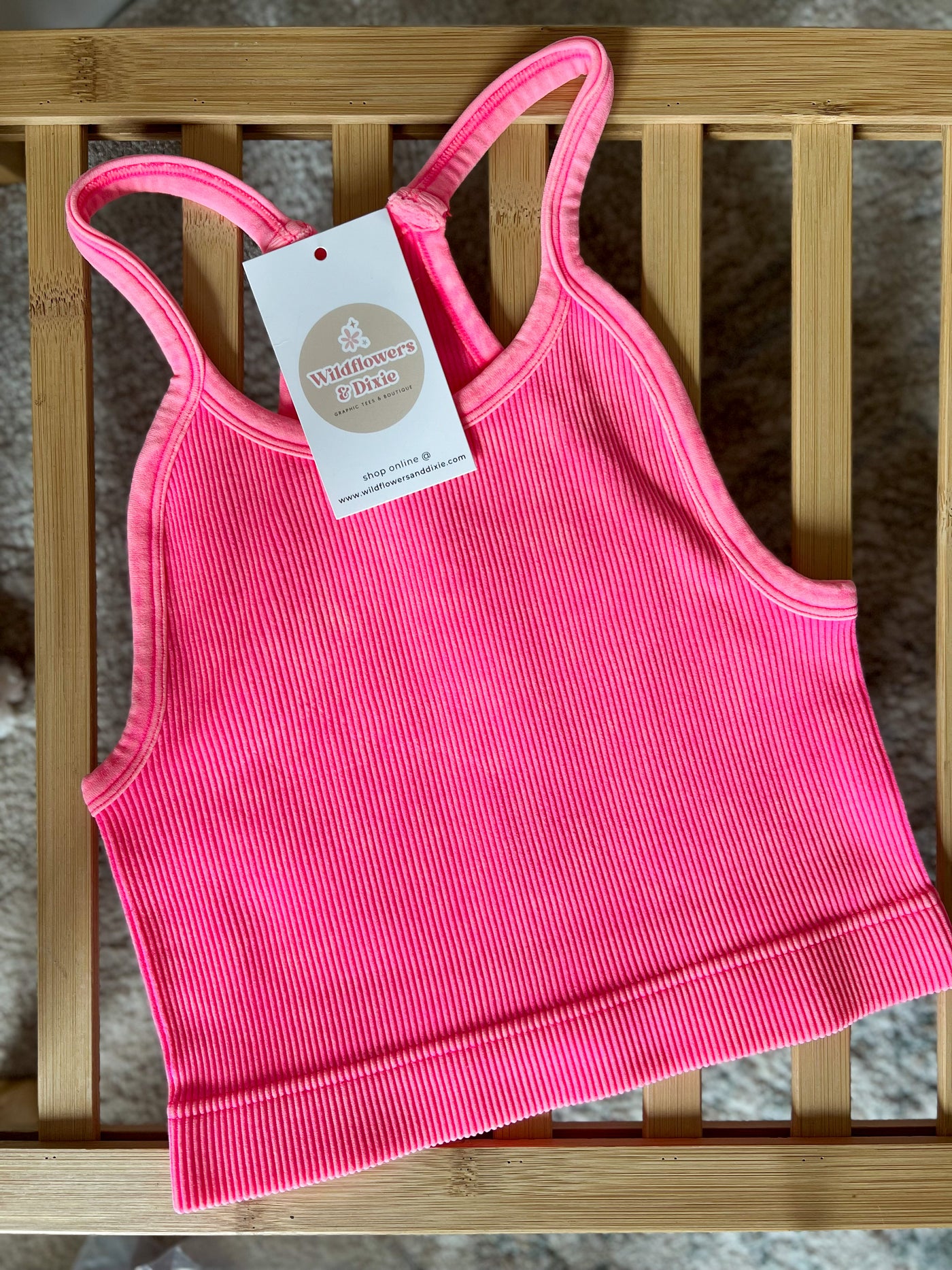 Not So Basic Cropped Tank, Neon Coral