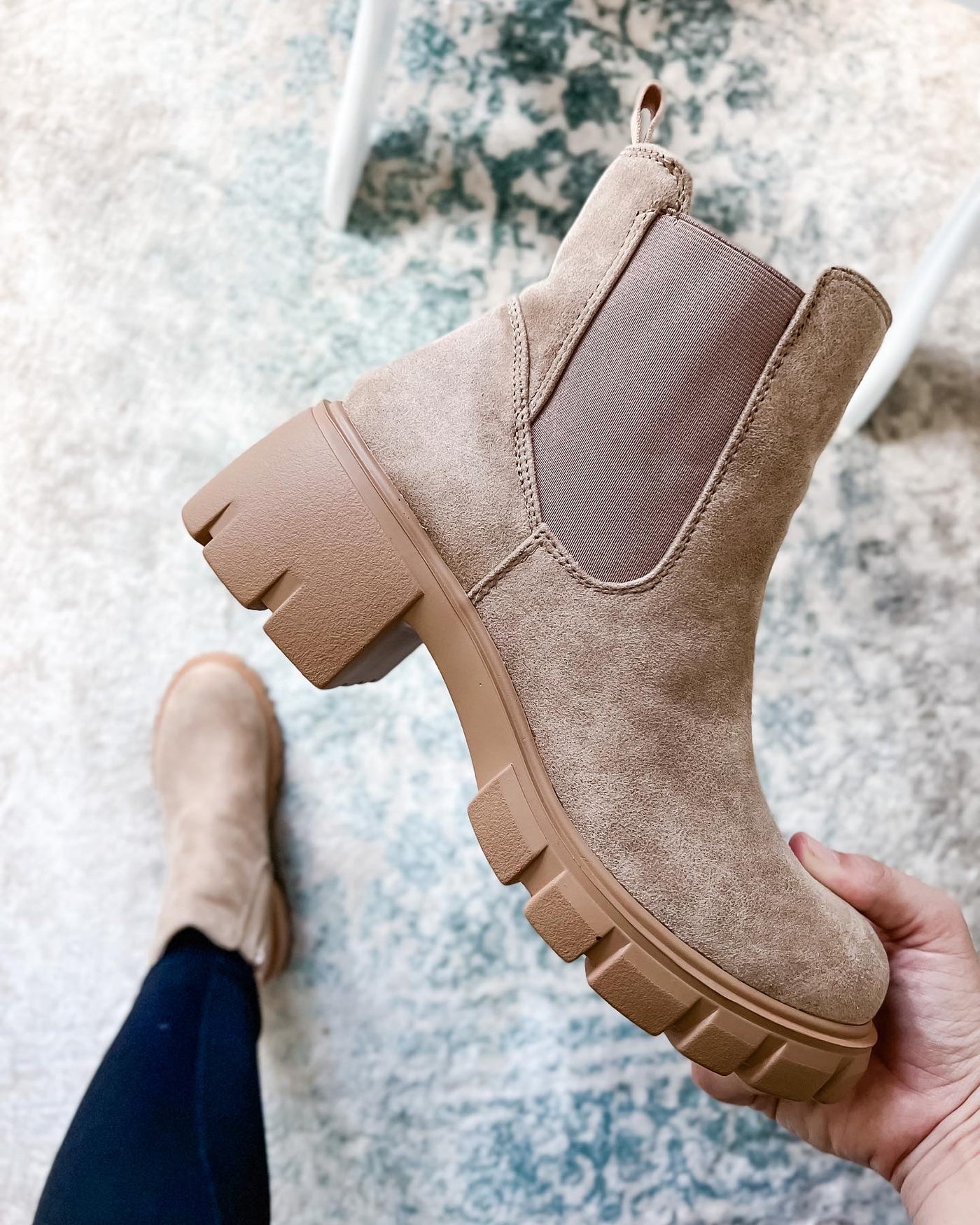 "Zoe" Chunky Boot by Very G, Taupe
