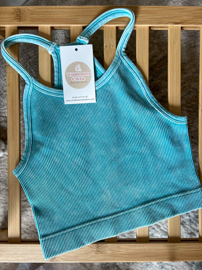 Not So Basic Cropped Tank, Ice Blue