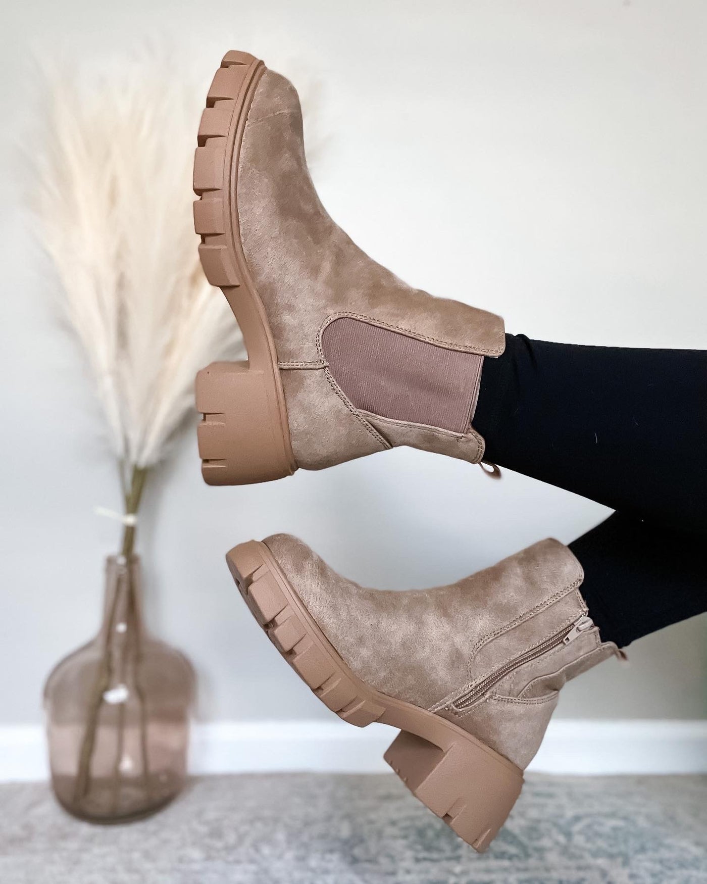 "Zoe" Chunky Boot by Very G, Taupe